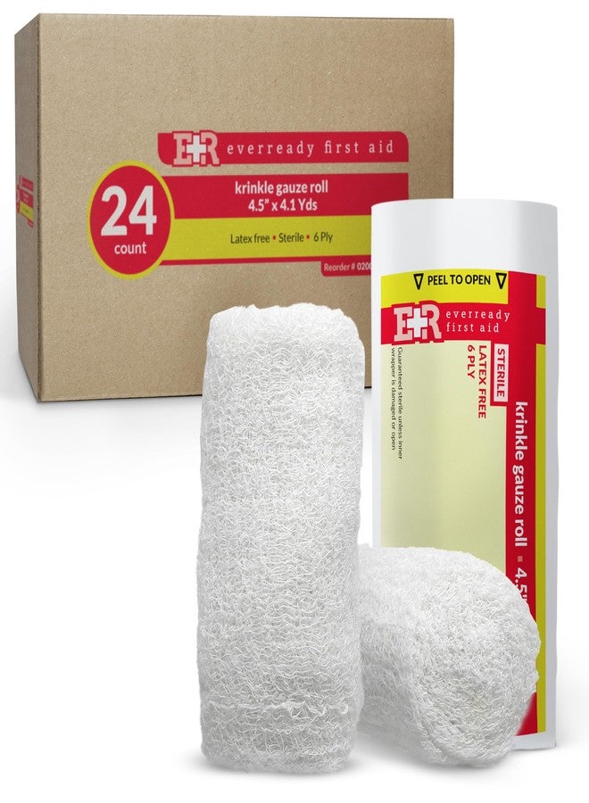 Ever Ready First Aid Sterile Krinkle Kerlix Type 4 1/2" x 4.1 Yds, Latex Free, 6 PLY, Gauze Bandage Roll - 24 Count - Image 1